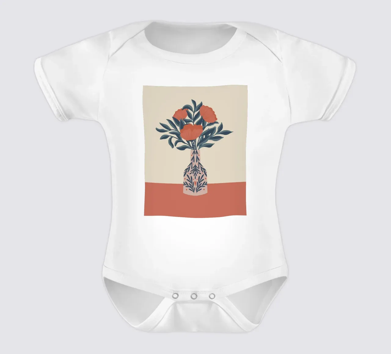 Papaveri in vaso - vibrazioni vintage body neonato maniche corte da Wackapacka