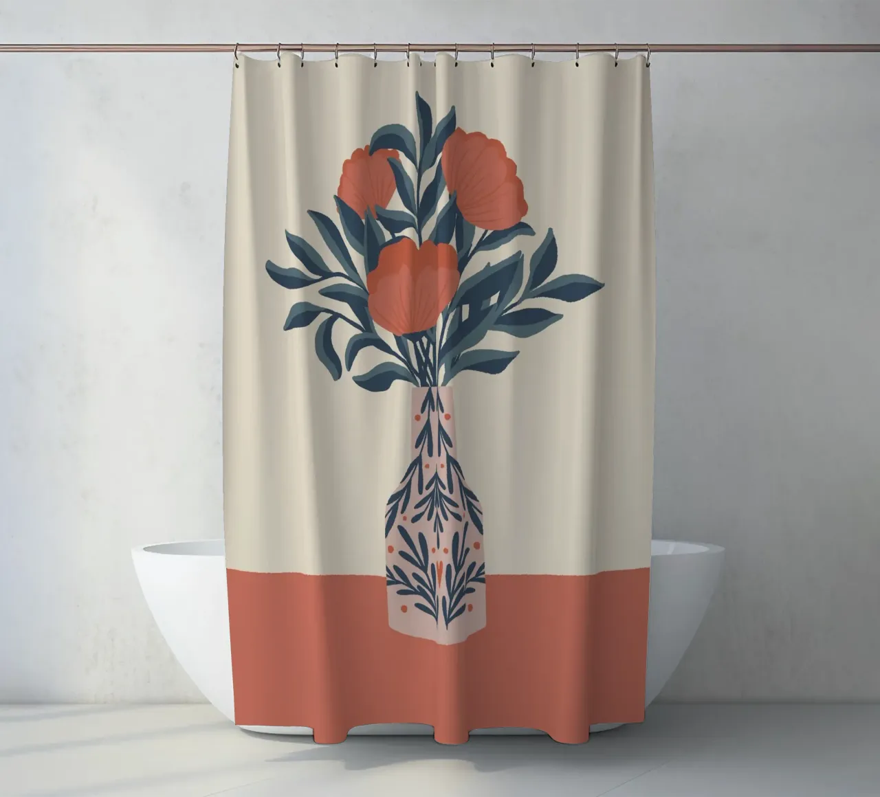 Papaveri in vaso - vibrazioni vintage tenda da doccia da Wackapacka