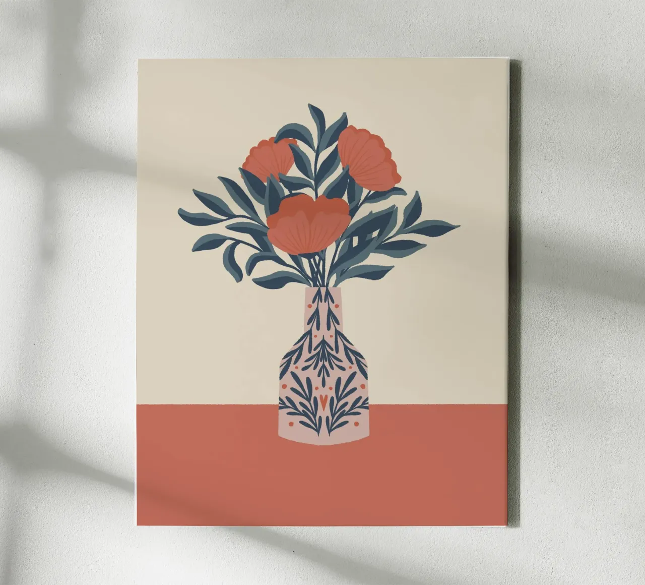 Poppies in a vase - vintage vibes canvas with Floater frame by Wackapacka