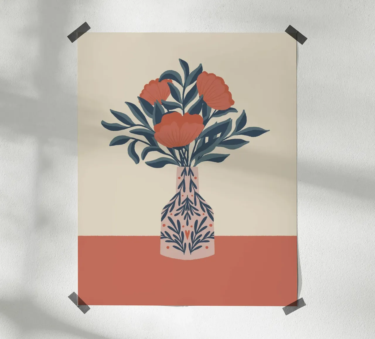 Papaveri in vaso - vibrazioni vintage poster con telaio in plastica da Wackapacka