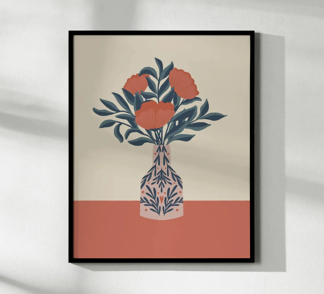 Papaveri in vaso - vibrazioni vintage poster con telaio in plastica da Wackapacka
