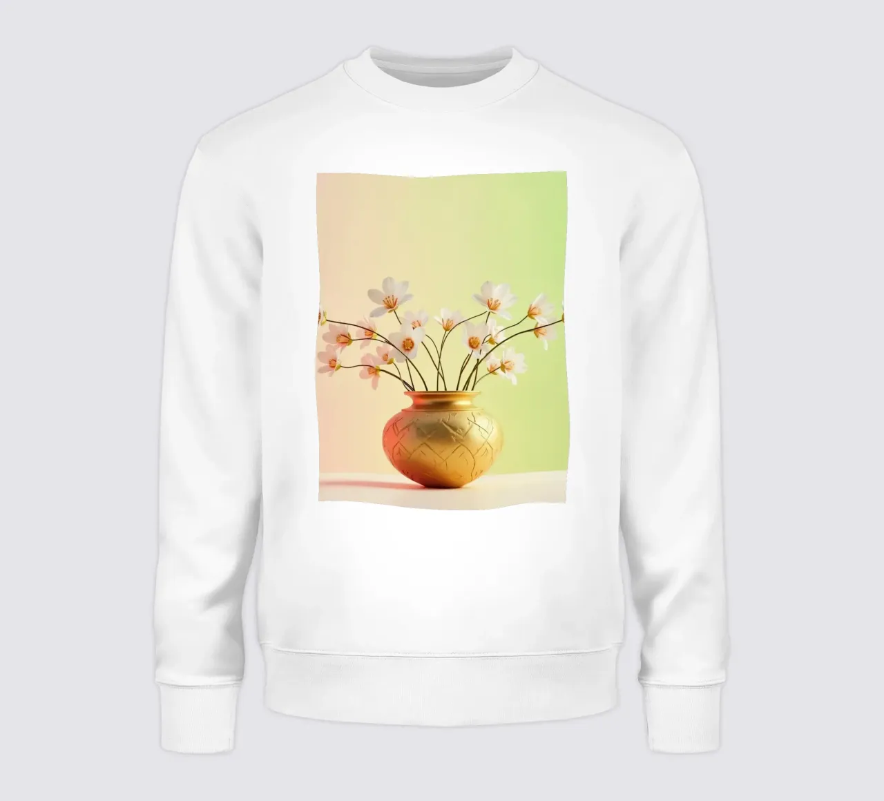 Eleganti fiori bianchi in un vaso decorativo dorato felpa da DesignDoodle