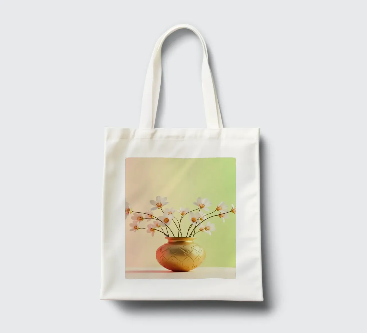 Fleurs blanches élégantes dans un vase doré décoratif tote bag de DesignDoodle