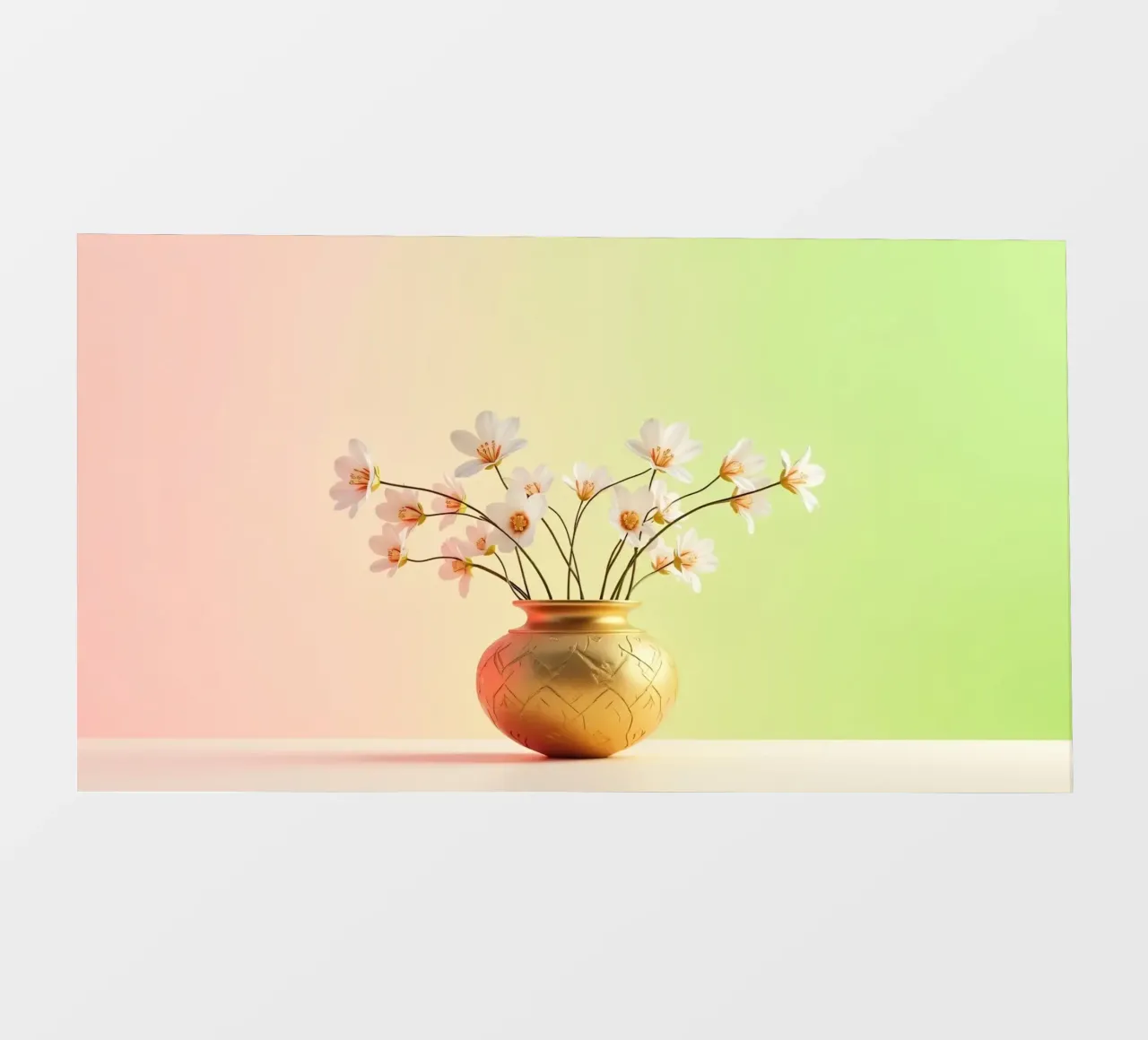 Eleganti fiori bianchi in un vaso decorativo dorato pellicola backlit da DesignDoodle