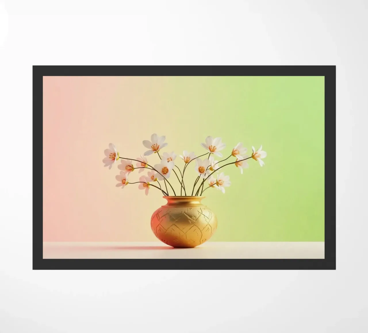 Eleganti fiori bianchi in un vaso decorativo dorato zerbino da DesignDoodle