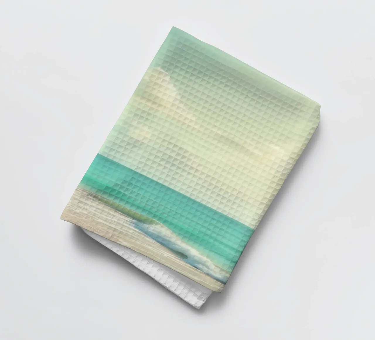 Spiaggia tropicale con palme e barca a vela su un oceano tranquillo canovaccio da cucina da DesignDoodle