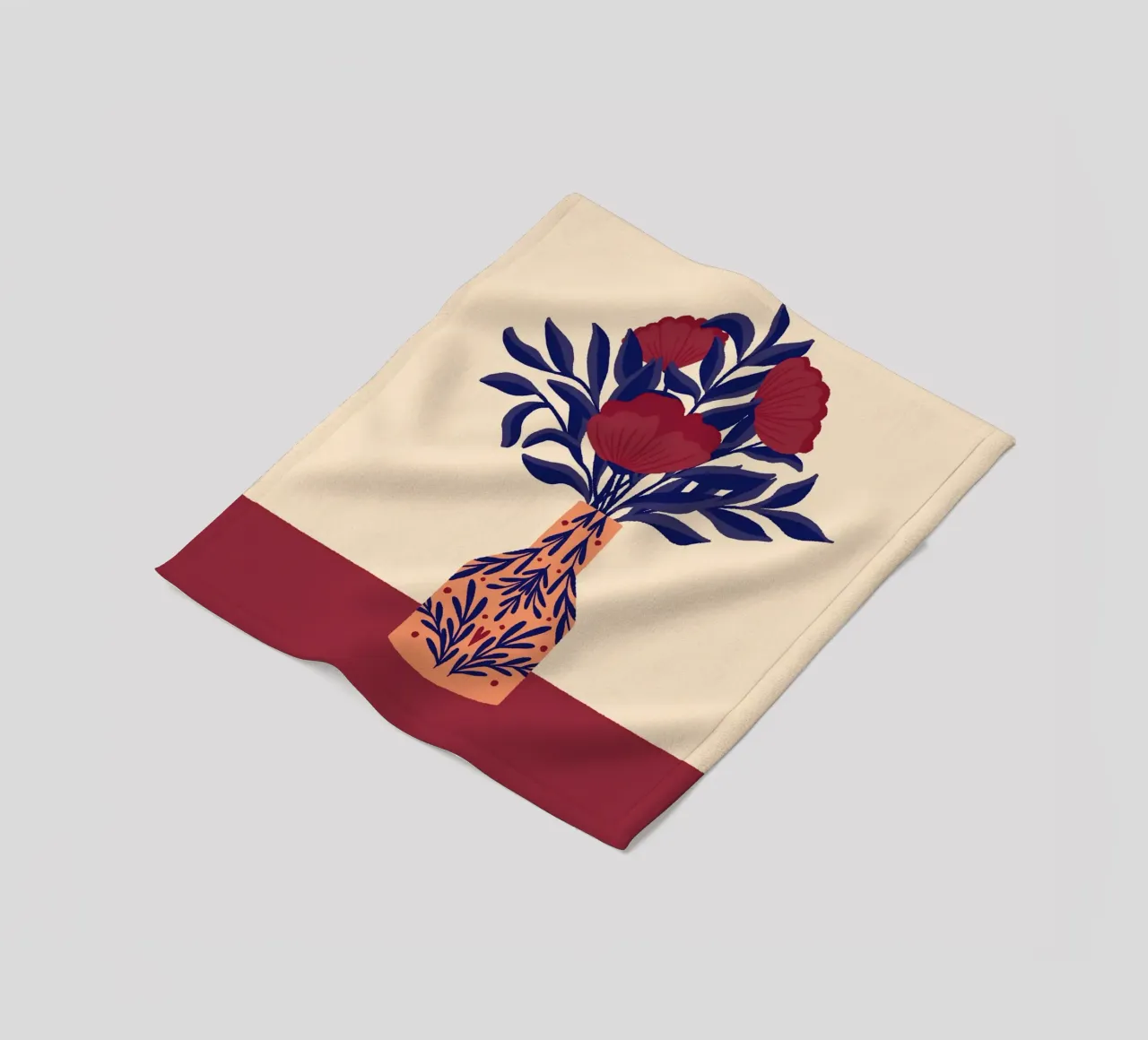 Papaveri in vaso - bordeaux e indaco coperta in pile da Wackapacka