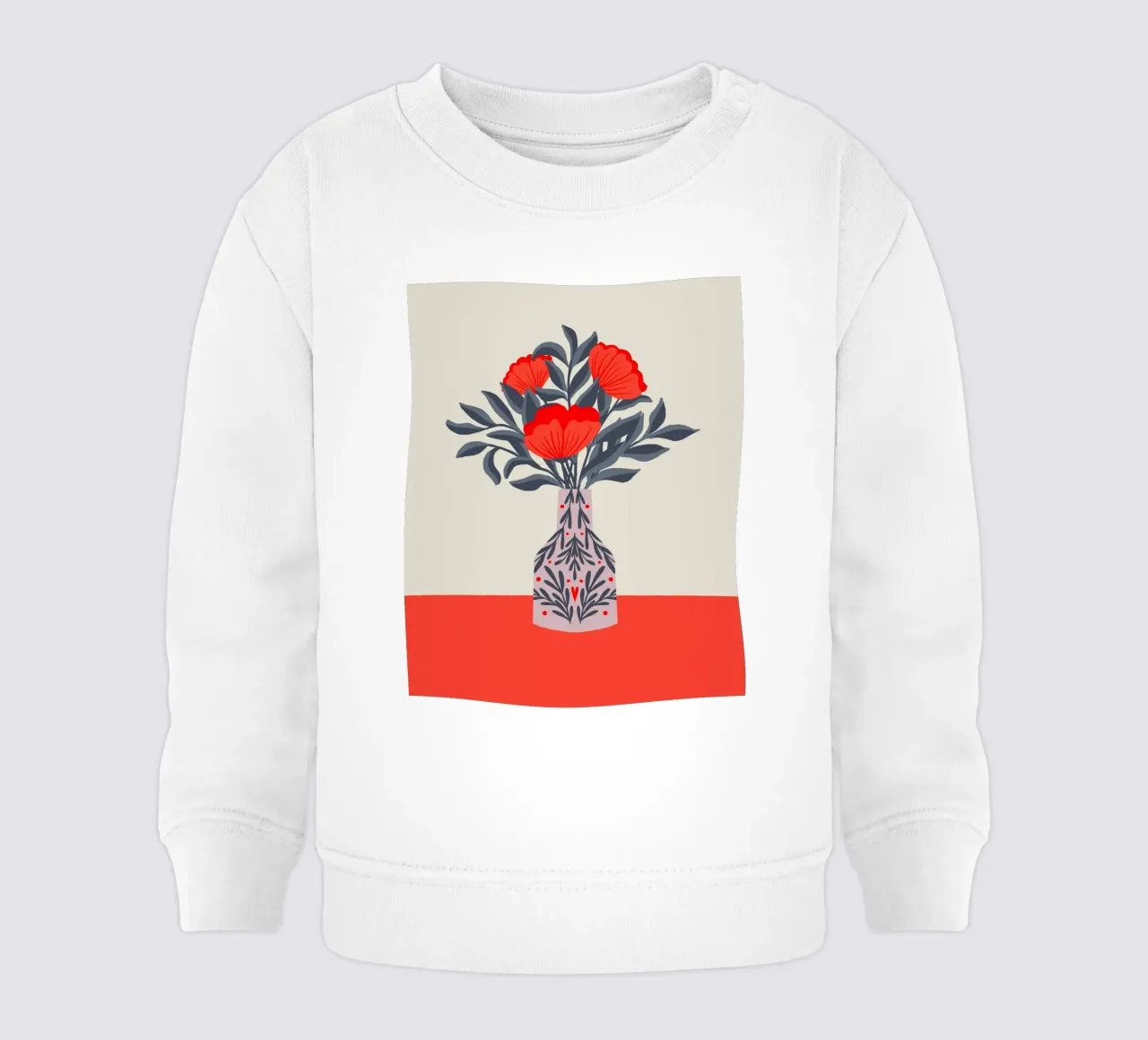 Papaveri in vaso - rosso e grigio felpa neonato da Wackapacka