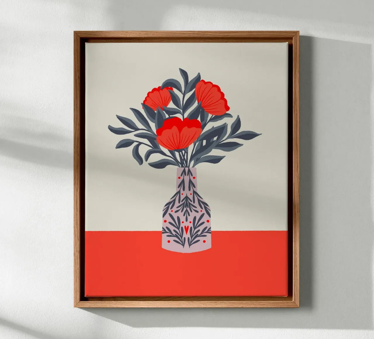 Papaveri in vaso - rosso e grigio tela da Wackapacka