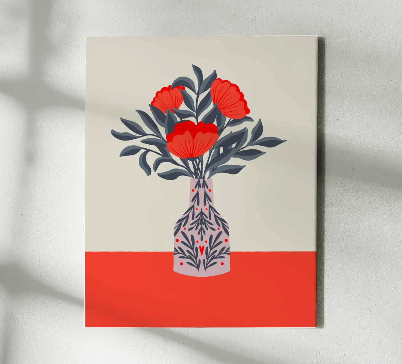 Papaveri in vaso - rosso e grigio tela da Wackapacka
