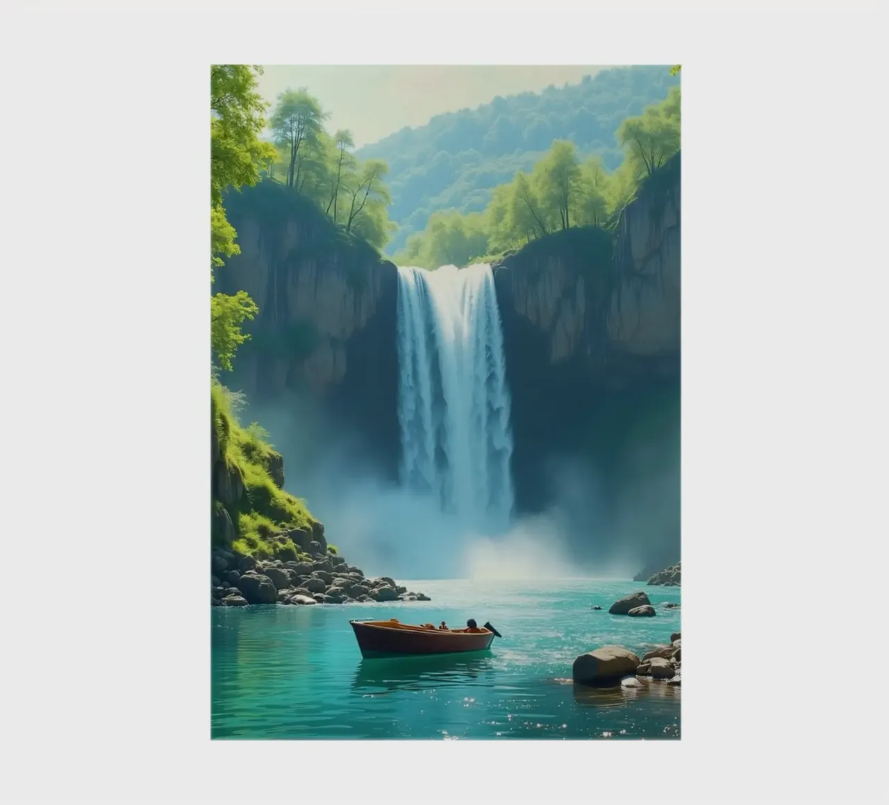 Navigation près d'une chute d'eau à couper le souffle entourée de verdure luxuriante carnet de notes de DesignDoodle