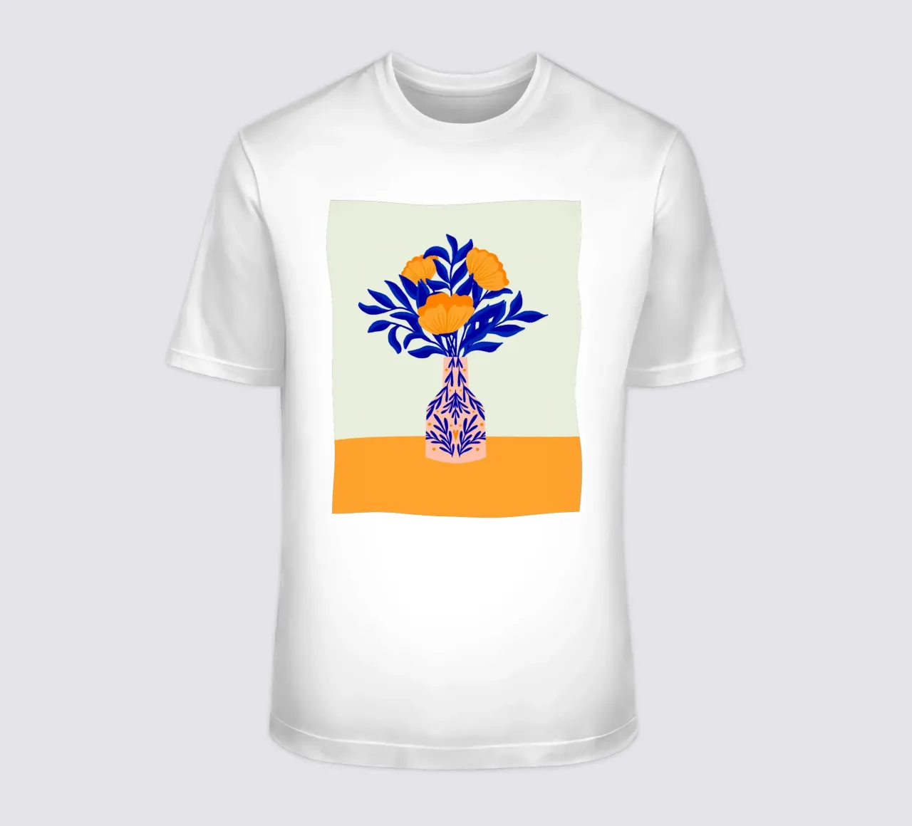 Coquelicots dans un vase - jaune et bleu t-shirt de Wackapacka