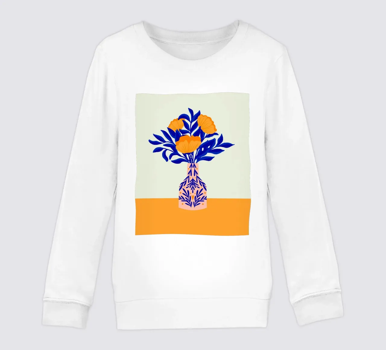 Coquelicots dans un vase - jaune et bleu sweat enfant de Wackapacka