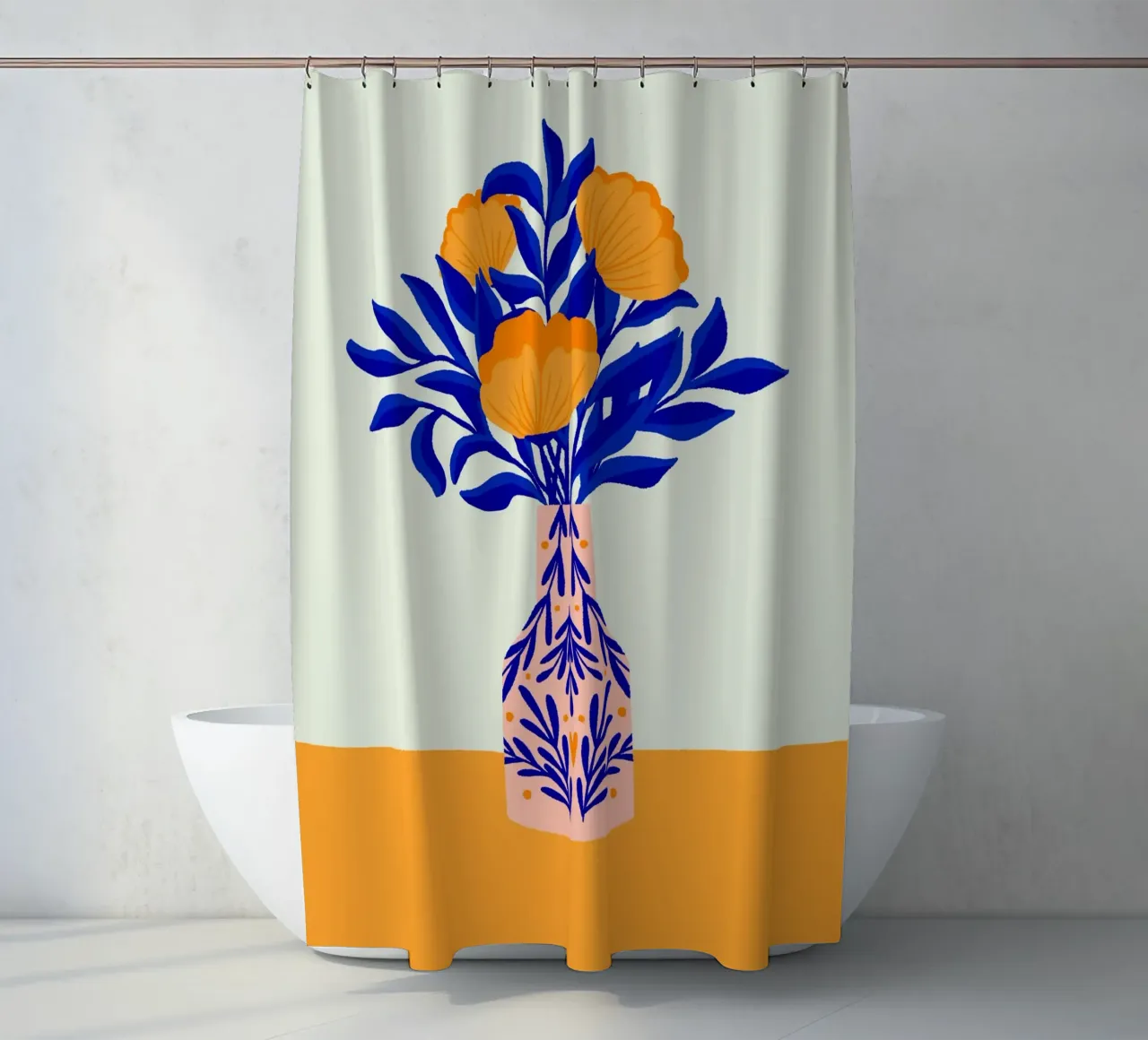 Coquelicots dans un vase - jaune et bleu rideau de douche de Wackapacka