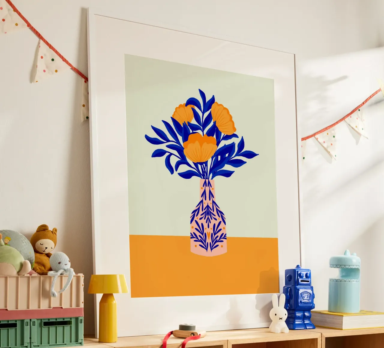 Coquelicots dans un vase - jaune et bleu hahnemühle de Wackapacka