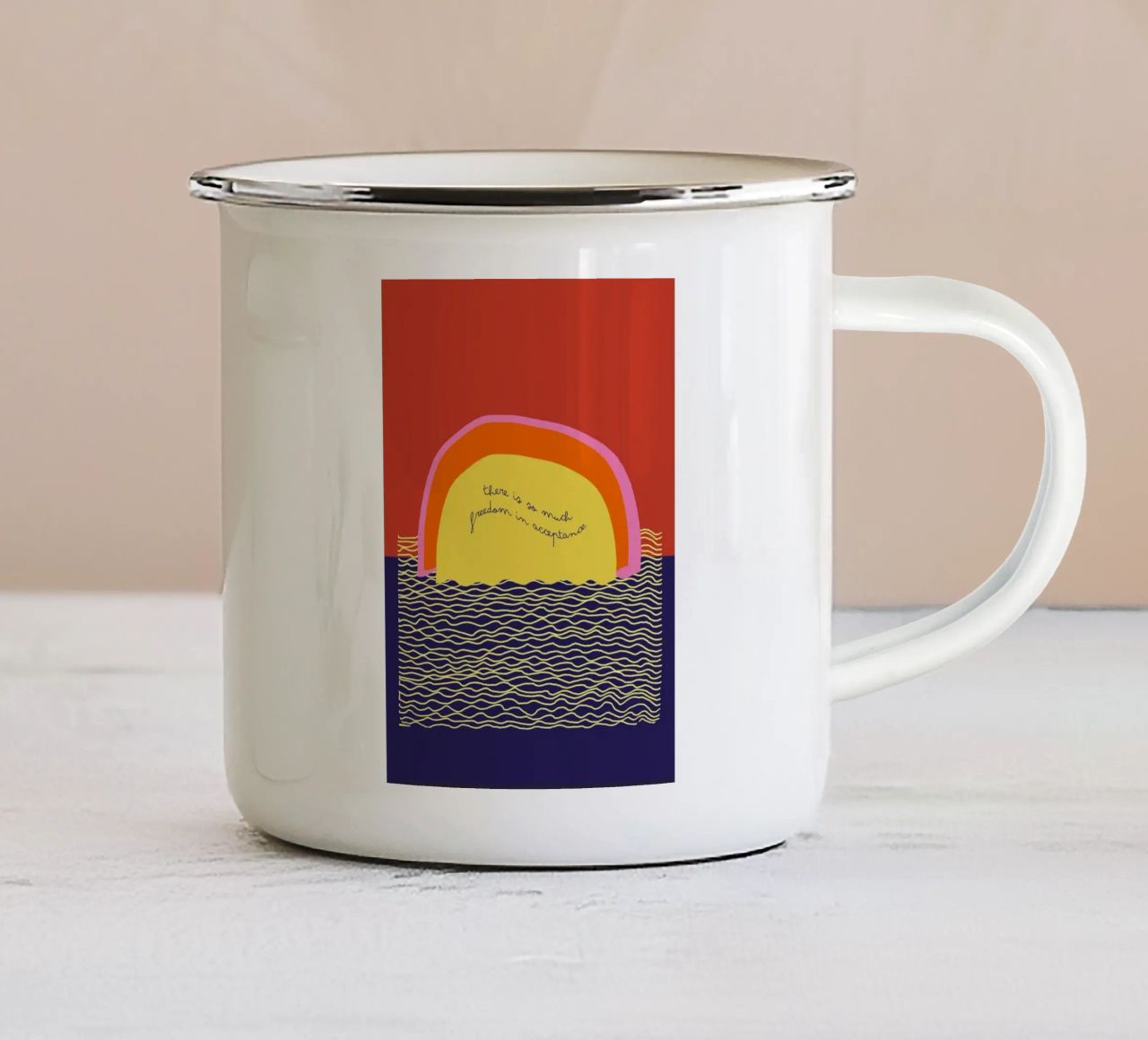 freedom in acceptance tazza in smalto da thesoulhugclub