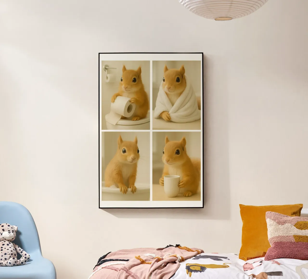 Scoiattoli in bagno plexiglass da Little Wild Lines