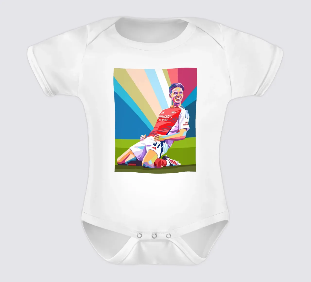 Declan Rice: pop art colorata body neonato maniche corte da Hantamrata