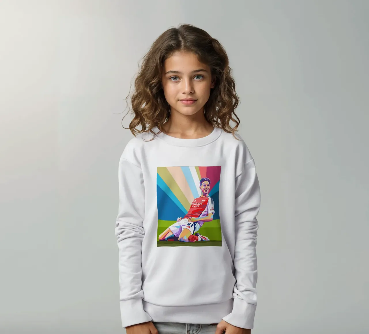 Declan Rice: pop art colorata felpa bambino da Hantamrata
