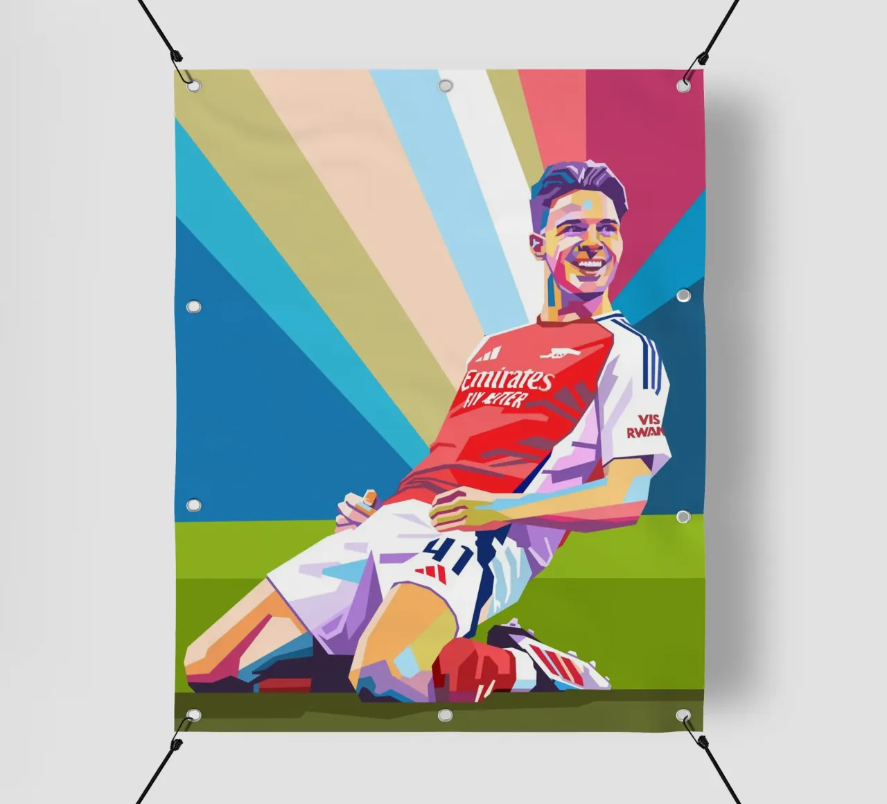 Declan Rice: pop art colorata telo in pvc da Hantamrata