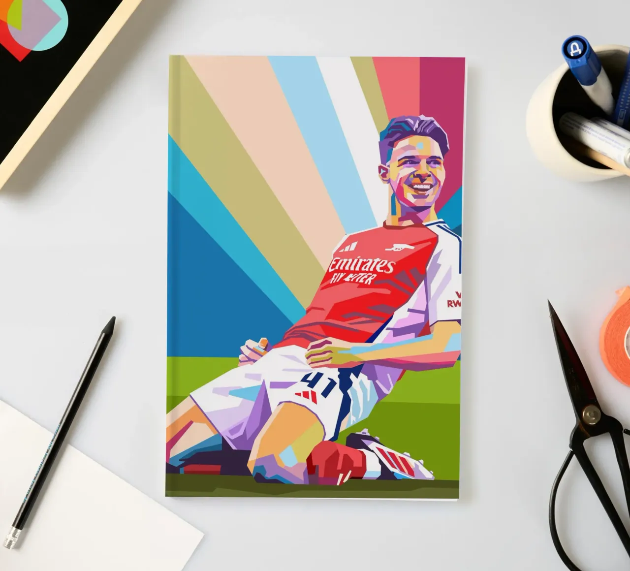 Declan Rice colorful pop art notebook by Hantamrata