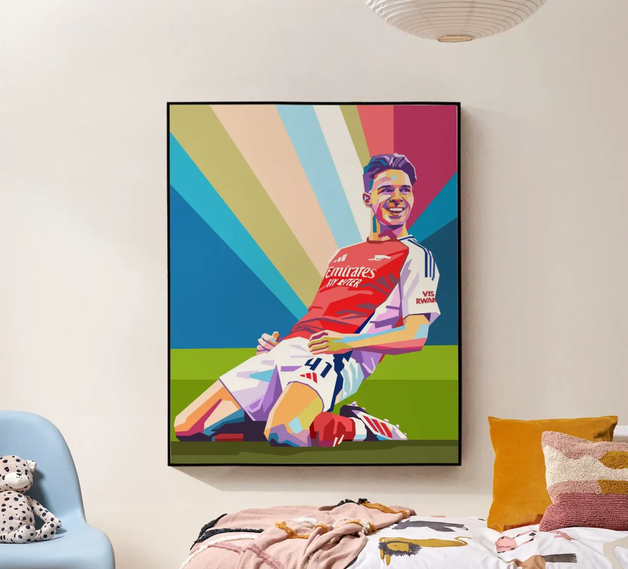 Declan Rice: pop art colorata plexiglass da Hantamrata