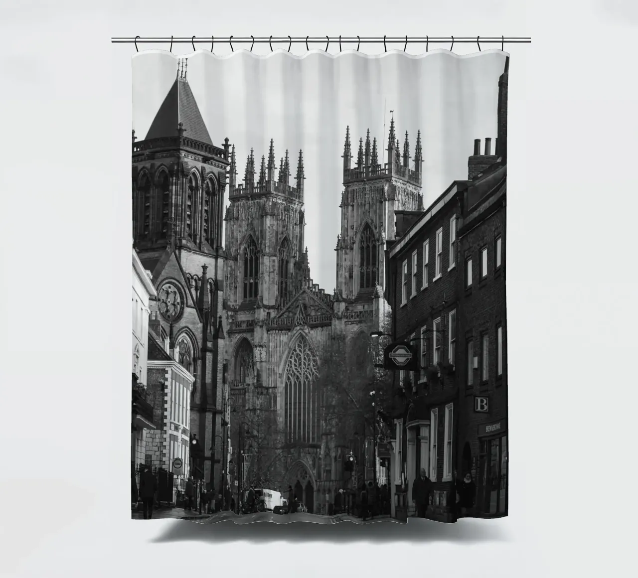 York Minster Inglaterra Arquitectura Escena Escala de grises cortina de baño de Charnwood Prints