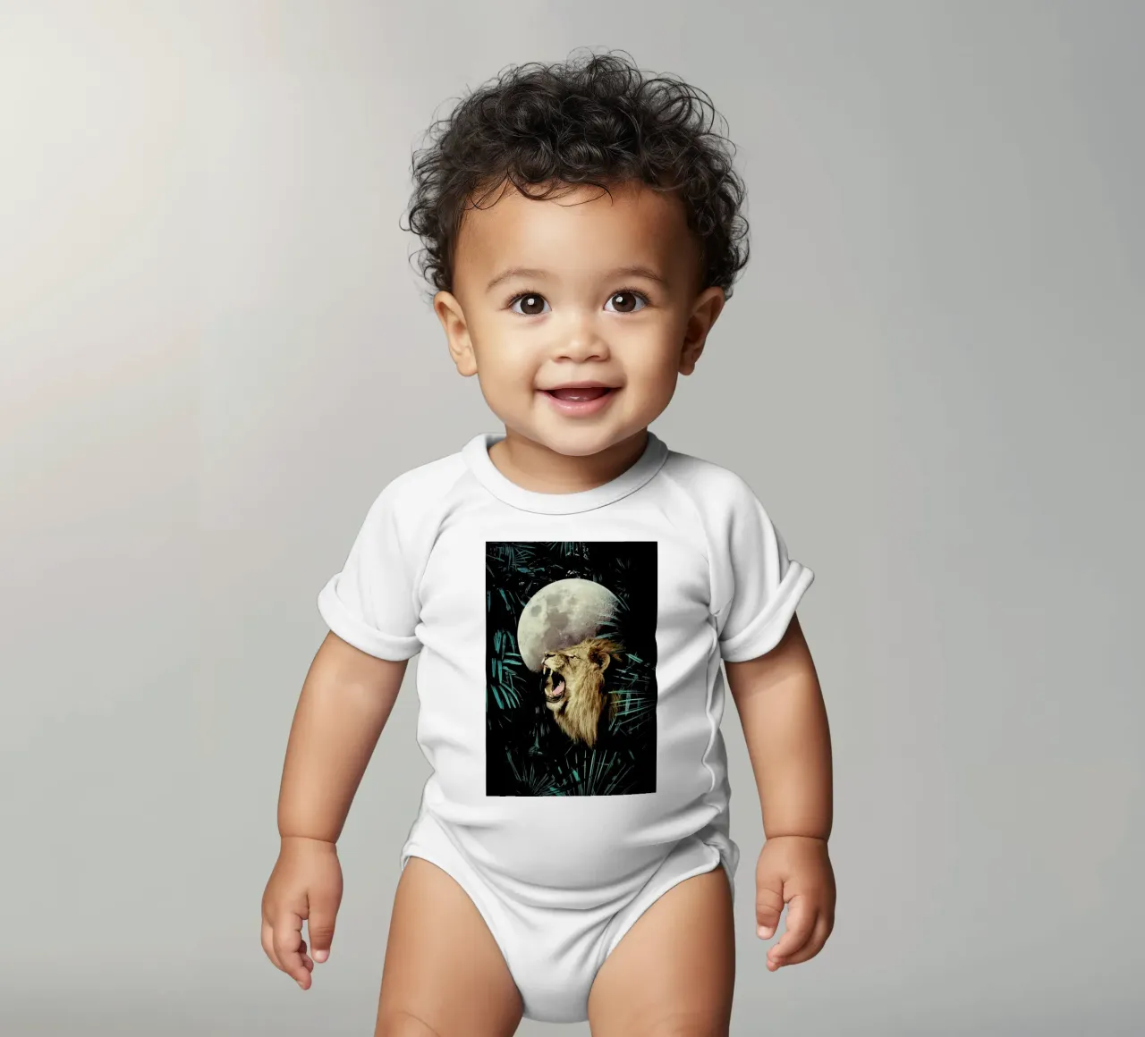 Lion In The Jungle body neonato maniche corte da cafelab