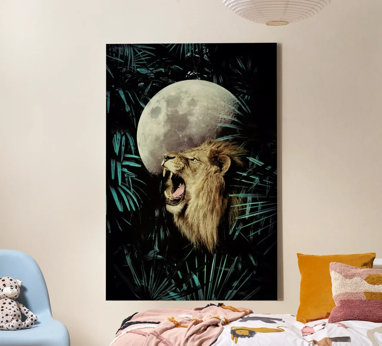 Lion In The Jungle tela con Cornice a cassetta da cafelab