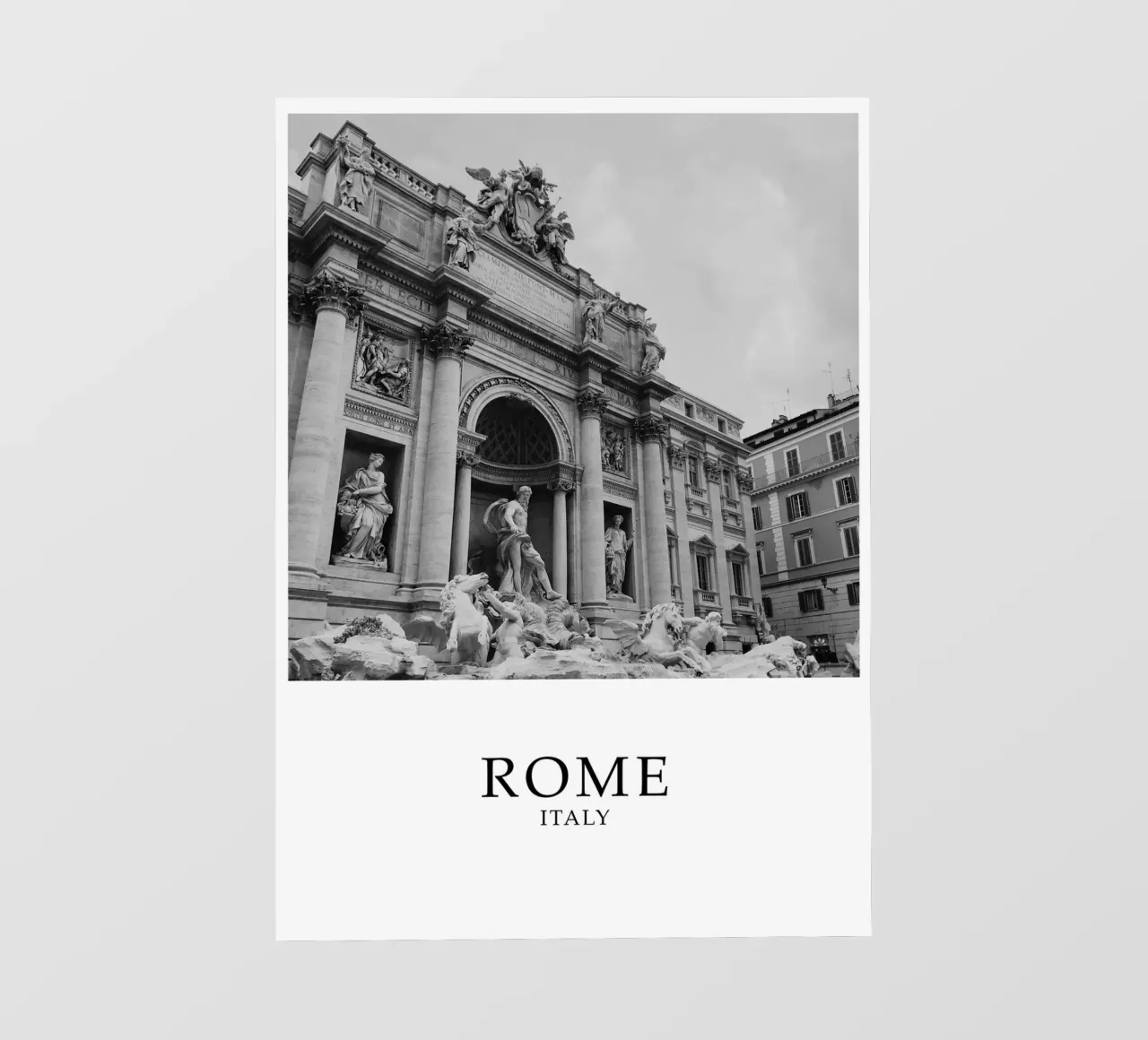 Rome Italy Trevi Fountain Art Architecture Scene Greyscale pvc cover by Charnwood Prints