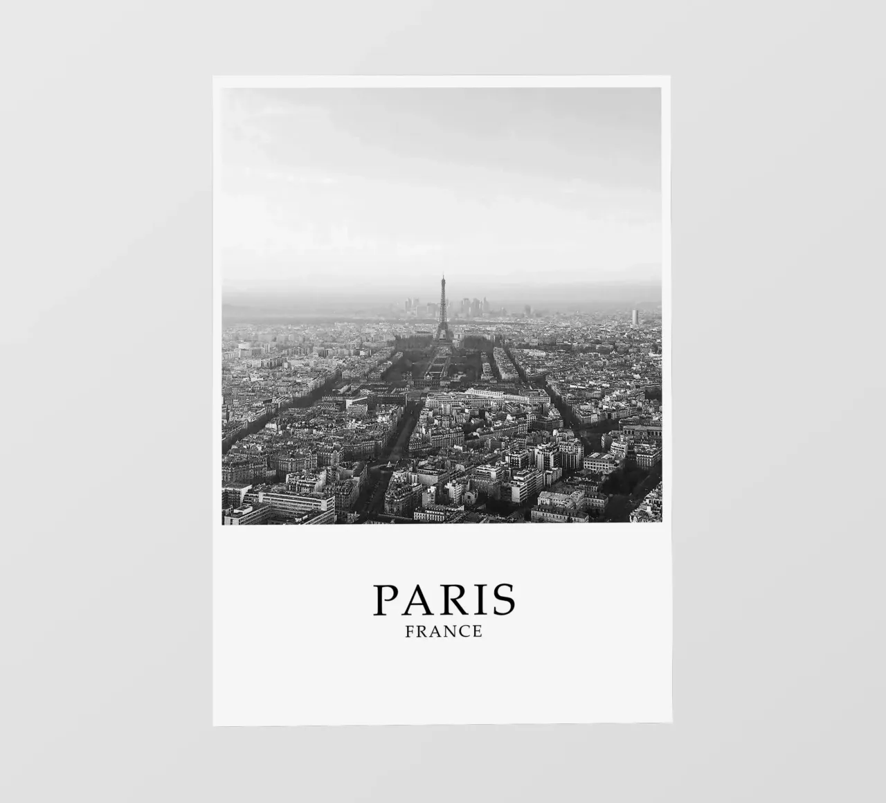 Parigi Francia Torre Eiffel Cityscape Skyline Scena in scala di grigi telo in pvc da Charnwood Prints