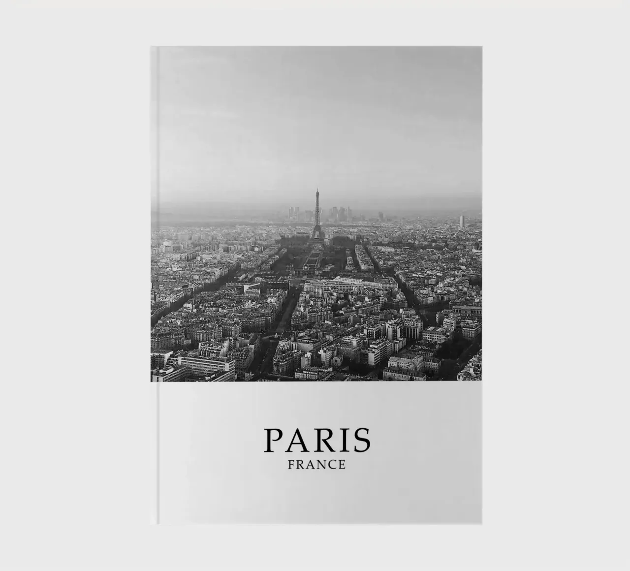 Parigi Francia Torre Eiffel Cityscape Skyline Scena in scala di grigi diario da Charnwood Prints