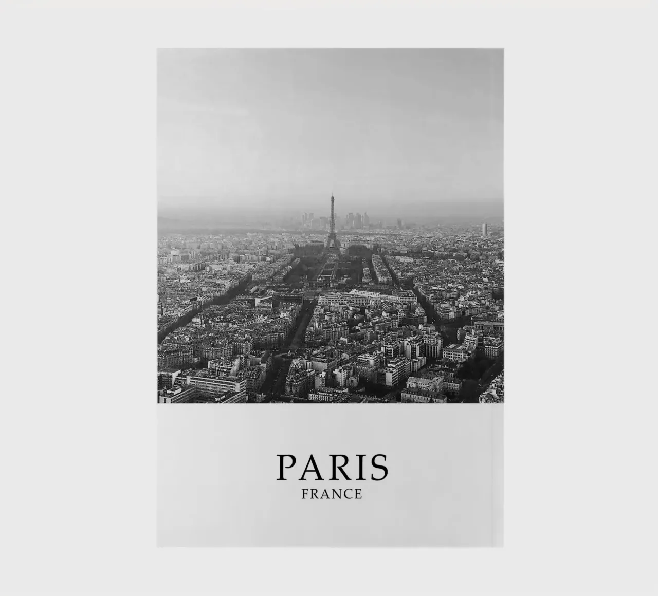 Parigi Francia Torre Eiffel Cityscape Skyline Scena in scala di grigi diario da Charnwood Prints