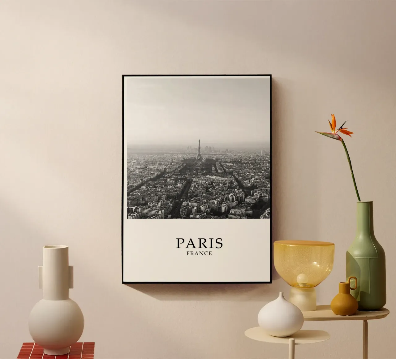 Parigi Francia Torre Eiffel Cityscape Skyline Scena in scala di grigi plexiglass da Charnwood Prints