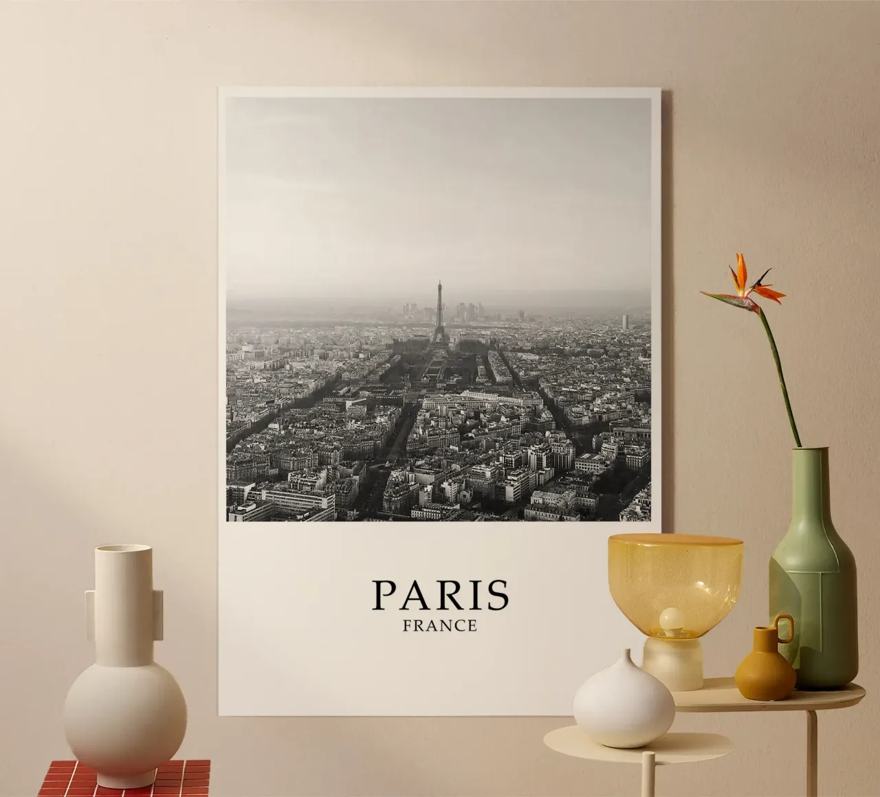 Parigi Francia Torre Eiffel Cityscape Skyline Scena in scala di grigi plexiglass da Charnwood Prints