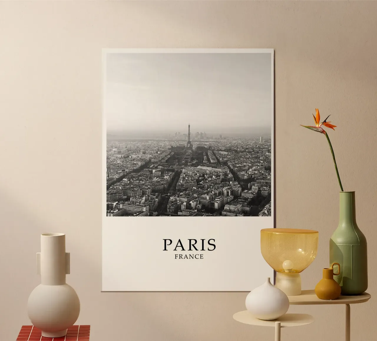 Parigi Francia Torre Eiffel Cityscape Skyline Scena in scala di grigi alluminio dibond da Charnwood Prints