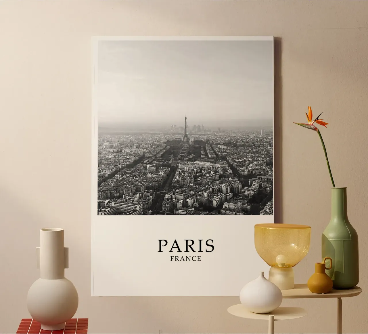 Parigi Francia Torre Eiffel Cityscape Skyline Scena in scala di grigi tela da Charnwood Prints