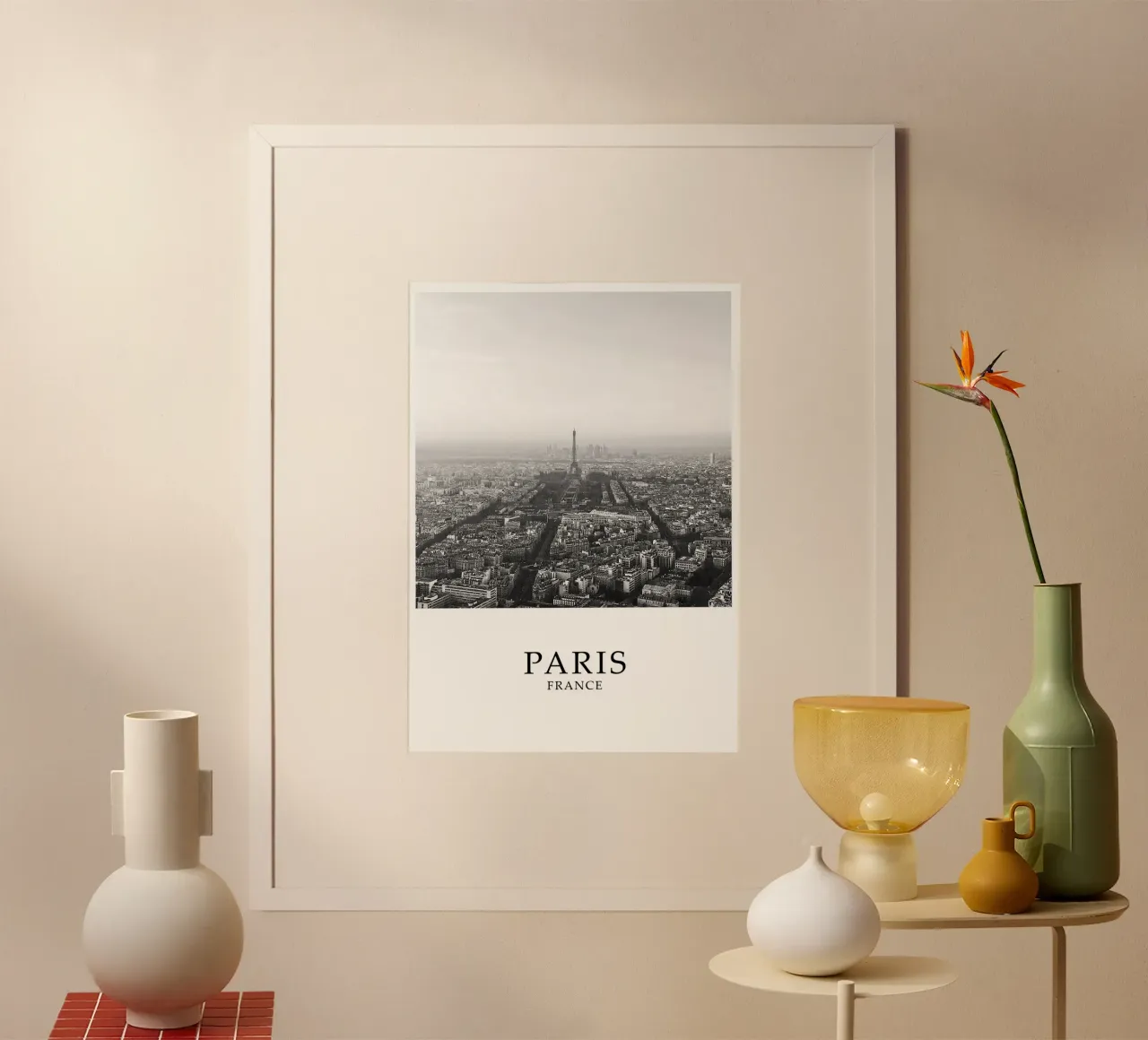 Parigi Francia Torre Eiffel Cityscape Skyline Scena in scala di grigi carta hahnemühle da Charnwood Prints