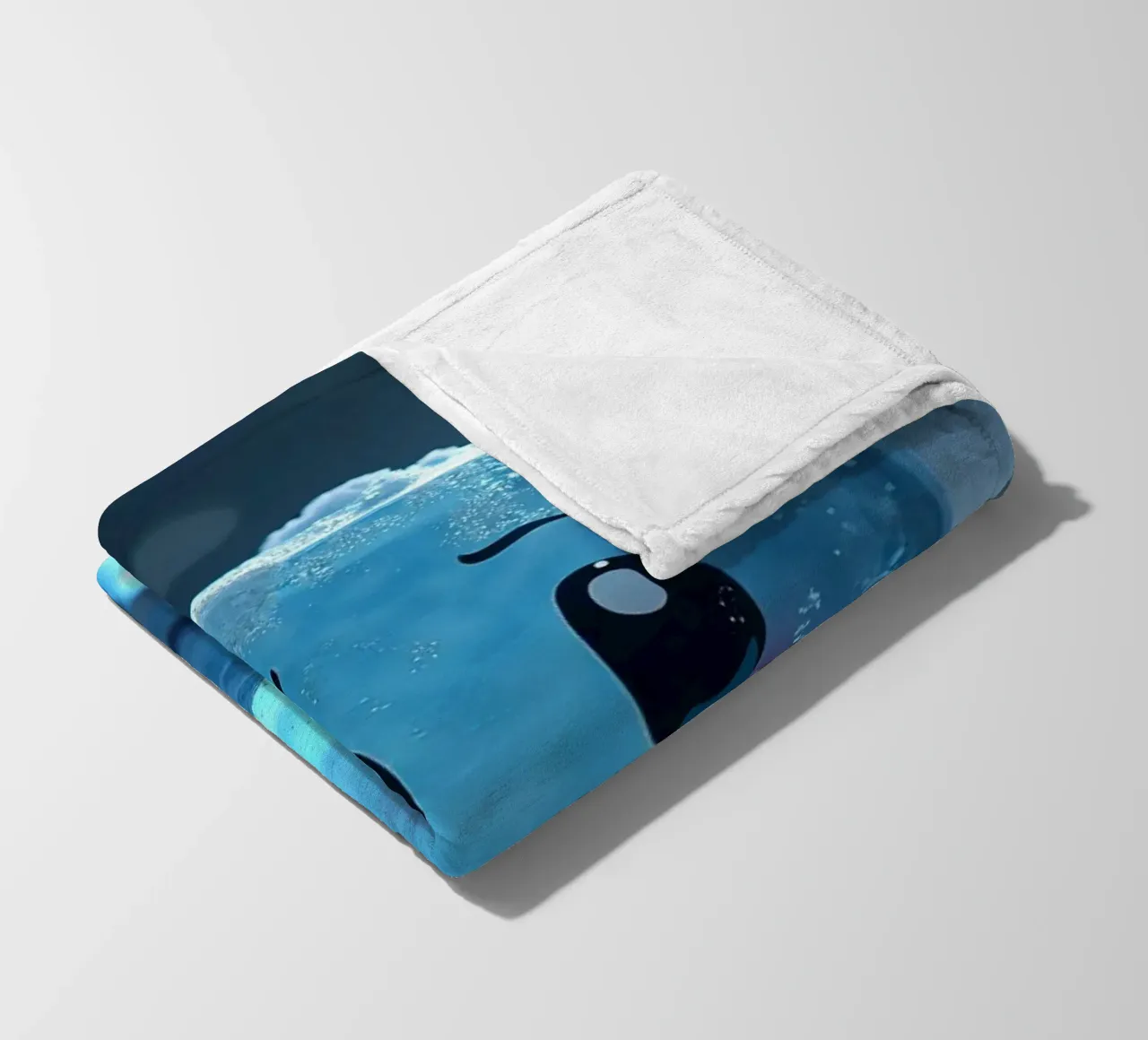 Cute ice cube character surrounded by melting snow and water fleece blanket by DesignDoodle