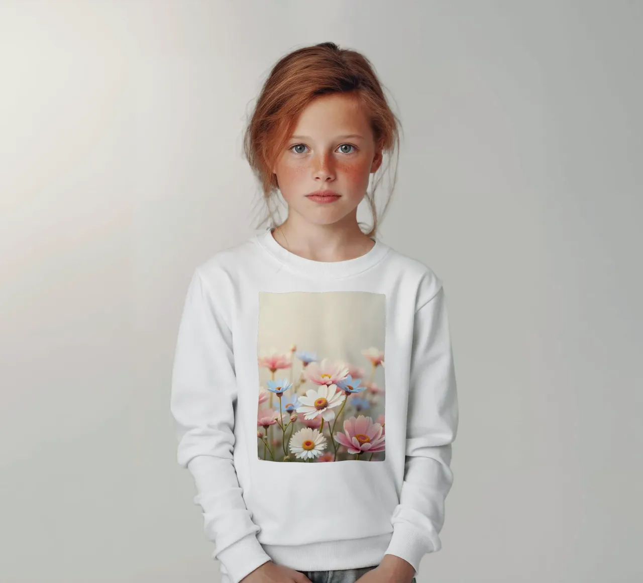 Des fleurs colorées s'épanouissent dans la lumière douce du soleil sweat enfant de DesignDoodle
