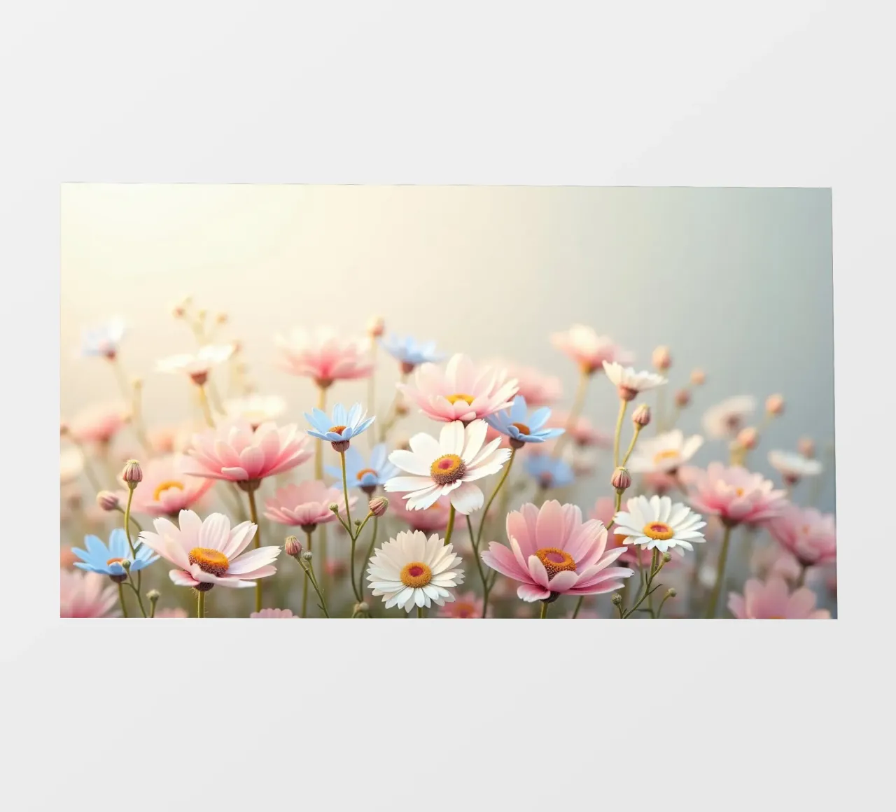 Des fleurs colorées s'épanouissent dans la lumière douce du soleil bâche pvc de DesignDoodle