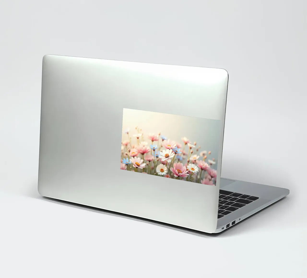 Des fleurs colorées s'épanouissent dans la lumière douce du soleil autocollant de DesignDoodle