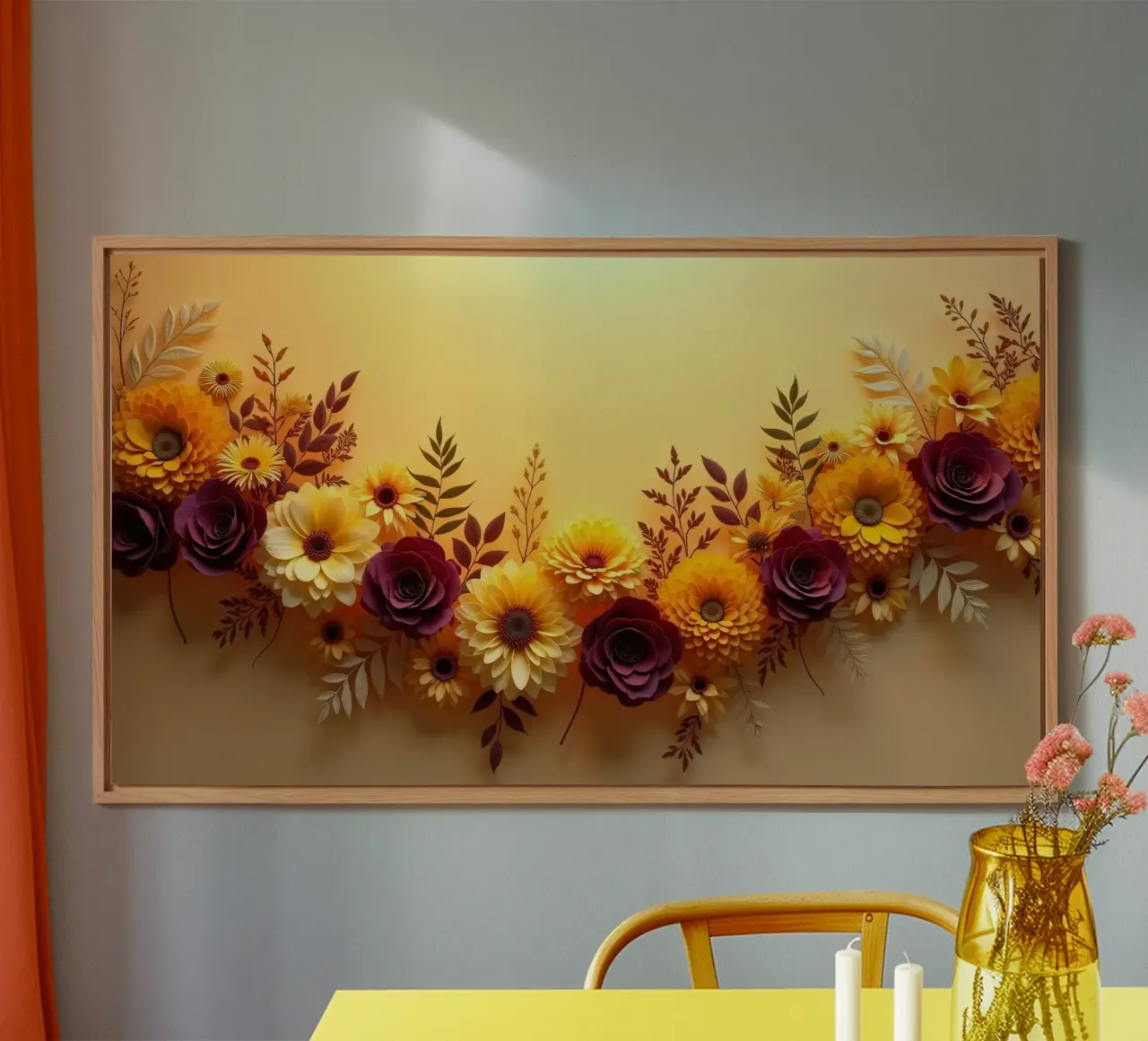 Bellissima composizione floreale in carta dai colori vivaci alluminio dibond da DesignDoodle