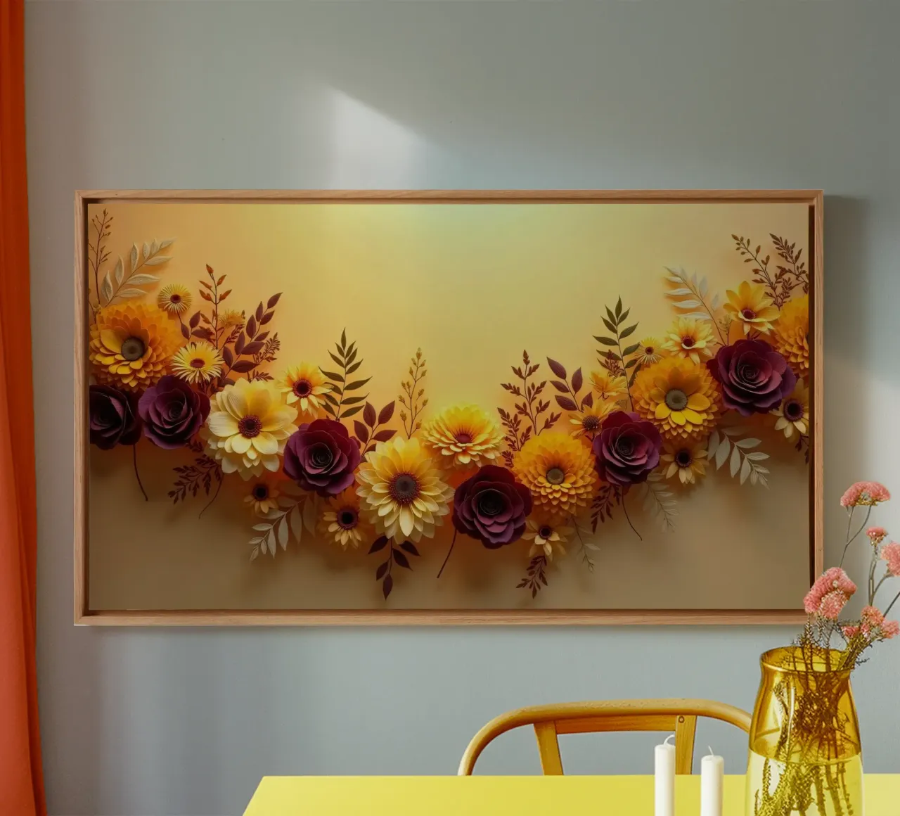 Bellissima composizione floreale in carta dai colori vivaci tela con Cornice a cassetta da DesignDoodle