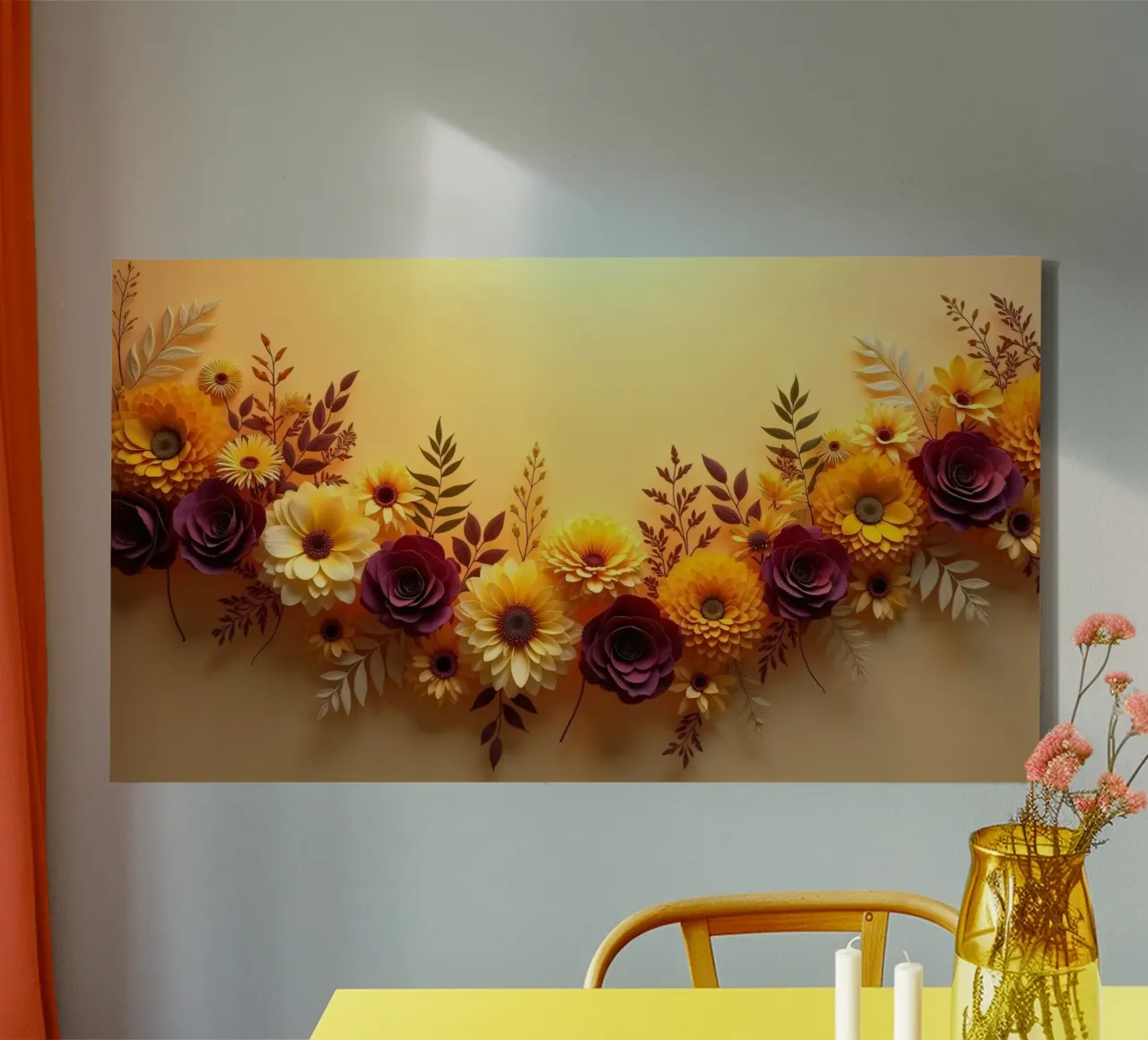 Bellissima composizione floreale in carta dai colori vivaci tela con Cornice a cassetta da DesignDoodle