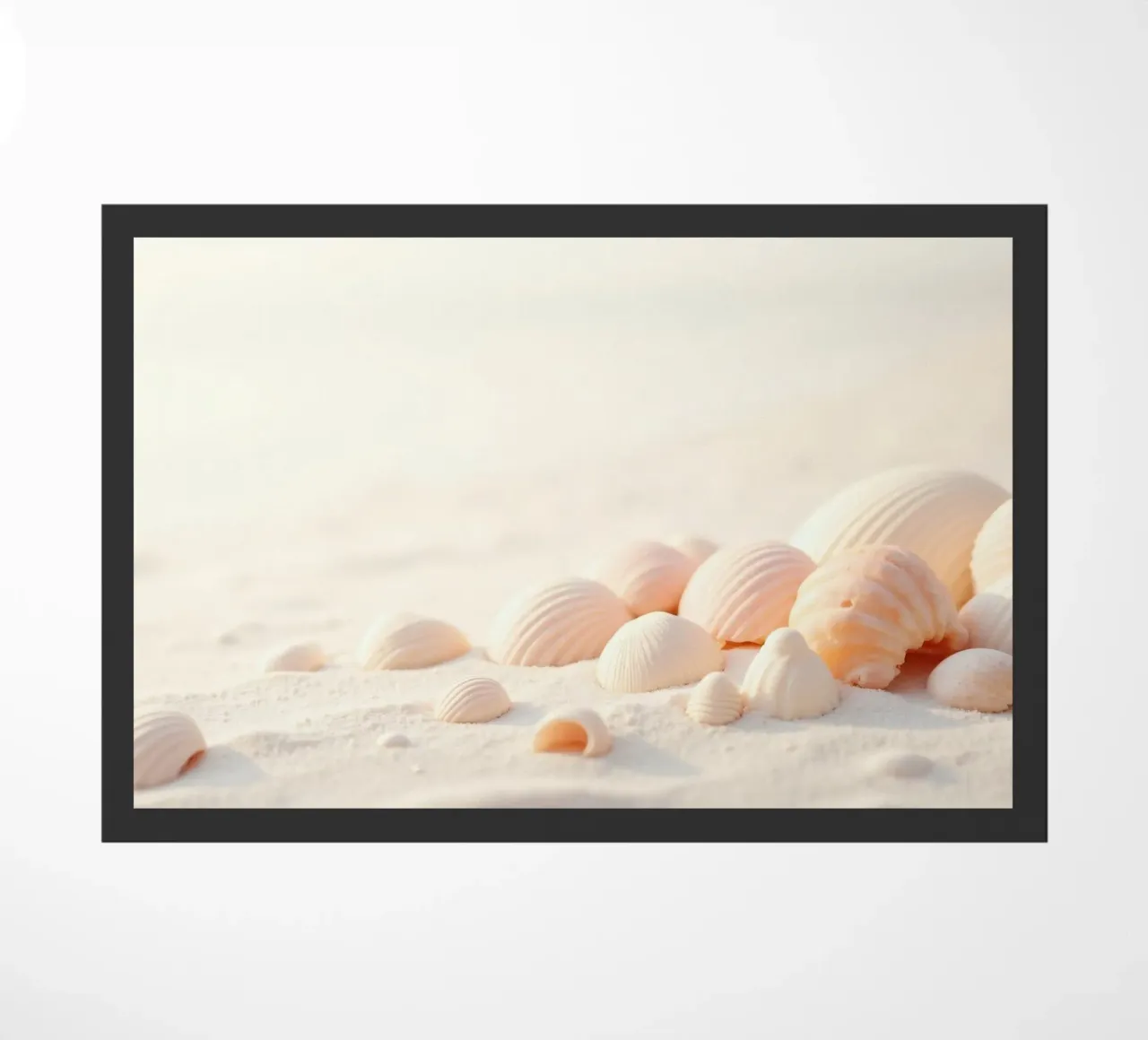 Conchiglie sparse su una spiaggia sabbiosa durante la mattina presto zerbino da DesignDoodle