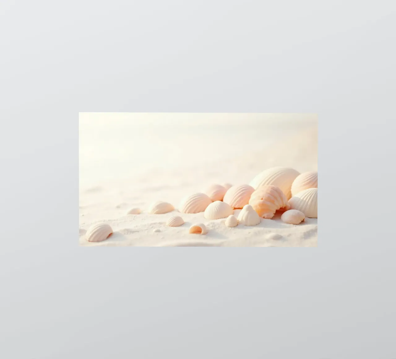 Conchiglie sparse su una spiaggia sabbiosa durante la mattina presto adesivo da DesignDoodle