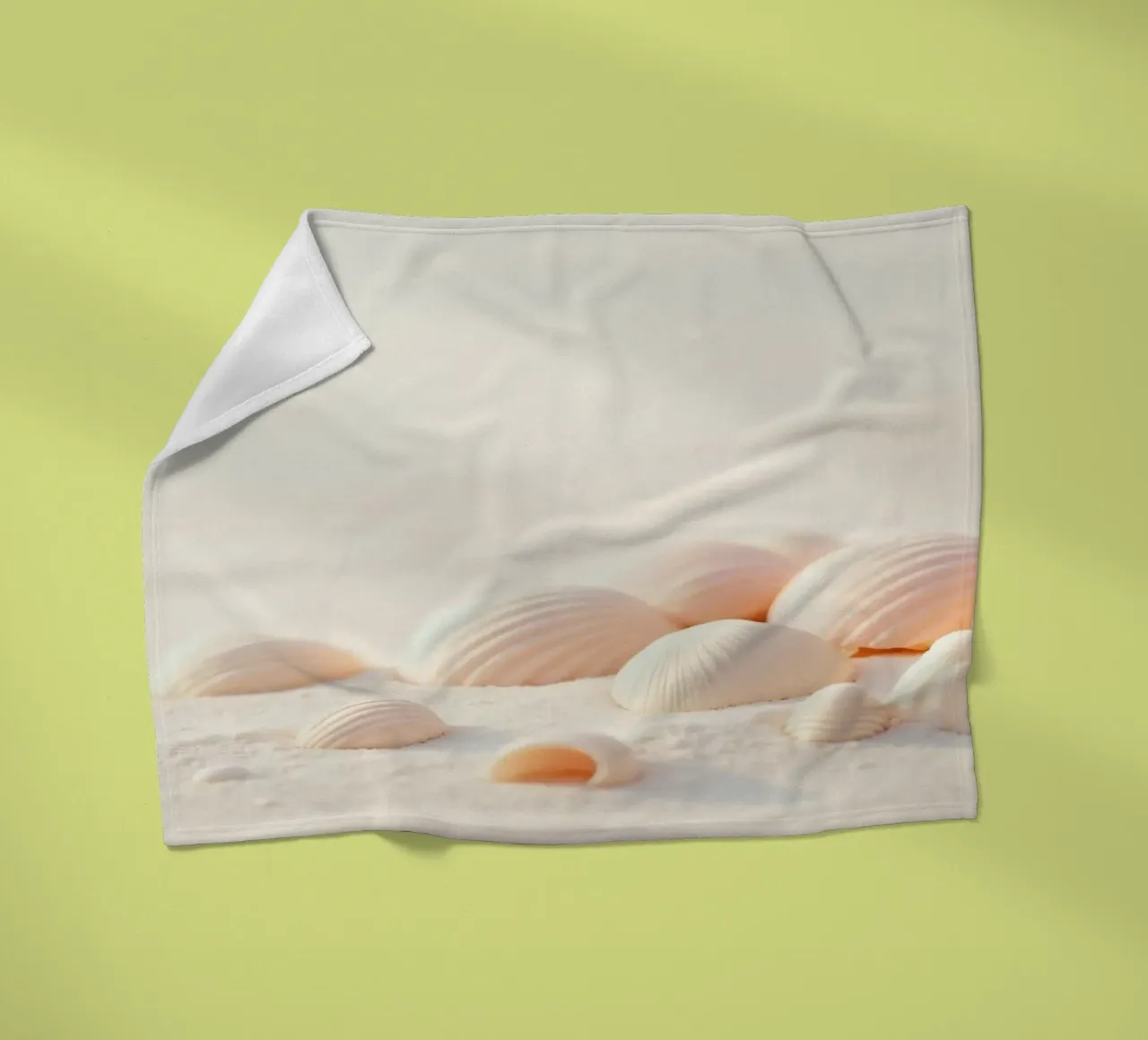 Conchiglie sparse su una spiaggia sabbiosa durante la mattina presto coperta in pile da DesignDoodle