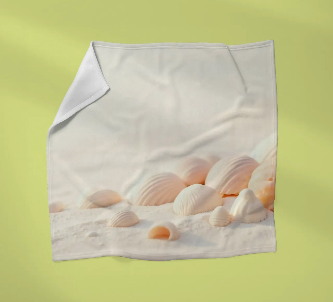 Conchiglie sparse su una spiaggia sabbiosa durante la mattina presto coperta in pile da DesignDoodle