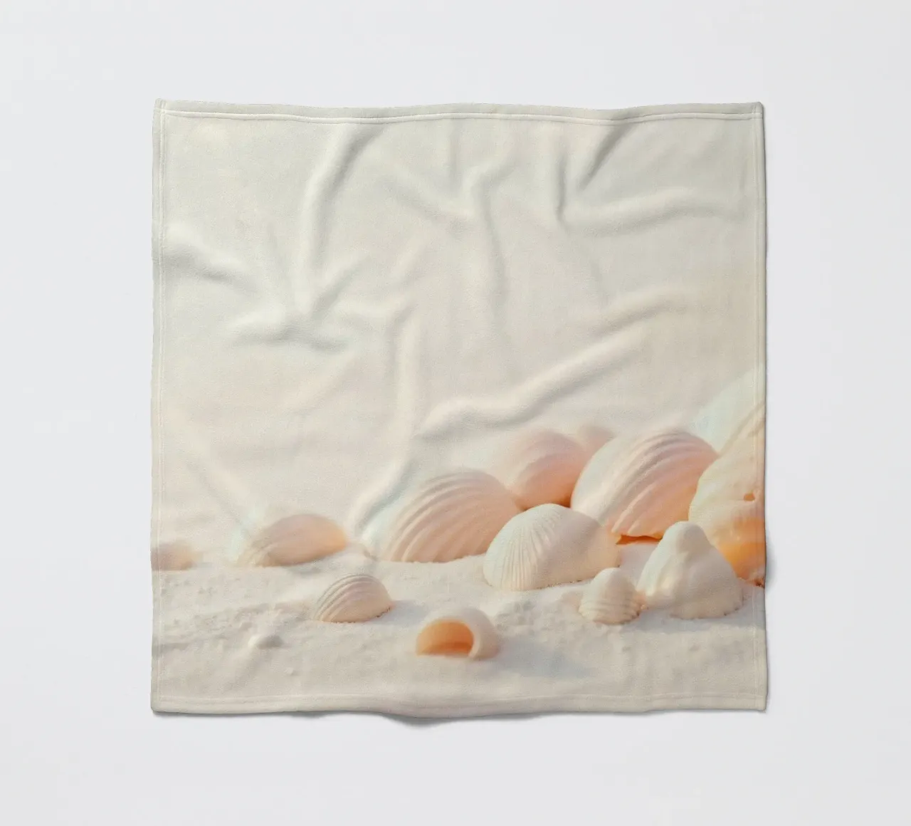 Conchiglie sparse su una spiaggia sabbiosa durante la mattina presto coperta in pile da DesignDoodle